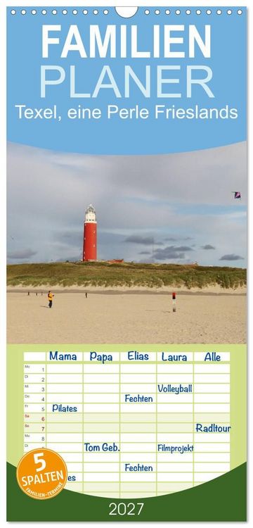 Produktbild: Familienplaner 2027 - Texel, eine Perle Frieslands mit 5 Spalten (Wandkalender, 21 x 45 cm) CALVENDO
