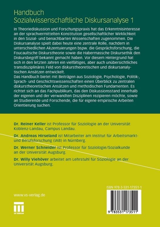 Produktbild: Handbuch Sozialwissenschaftliche Diskursanalyse
