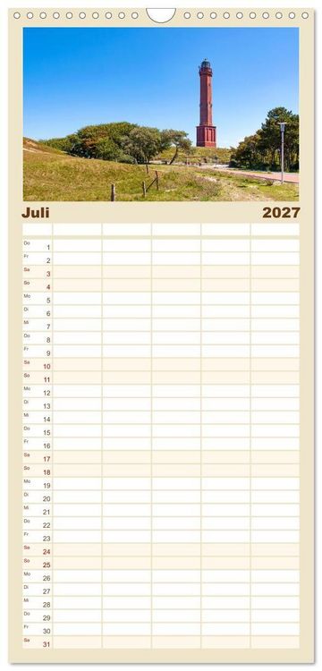 Produktbild: Familienplaner 2027 - NORDERNEY - Meine Liebe zur Nordseeinsel mit 5 Spalten (Wandkalender, 21 x 45 cm) CALVENDO