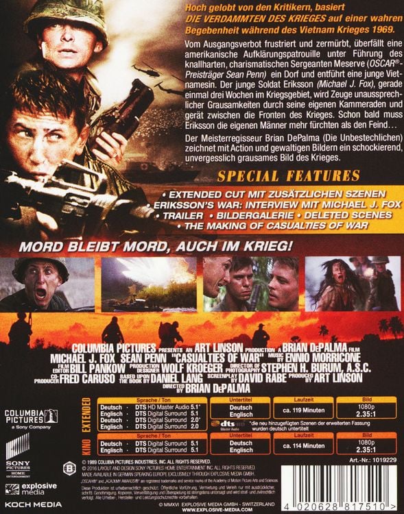 Produktbild: Die Verdammten des Krieges (Casualties of War - Extended Edition) [2 BRs] [CE]