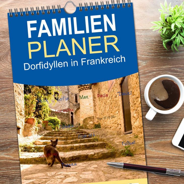 Produktbild: Familienplaner 2026 - Dorfidyllen in Frankreich mit 5 Spalten (Wandkalender, 21 x 45 cm) CALVENDO