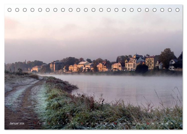 Produktbild: Die Elbe in Dresden-Laubegast (Tischkalender 2026 DIN A5 quer), CALVENDO Monatskalender