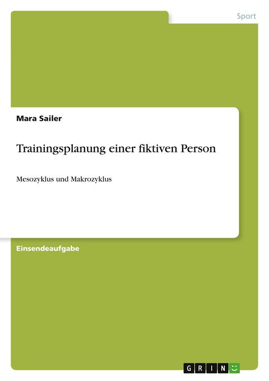 Produktbild: Trainingsplanung einer fiktiven Person