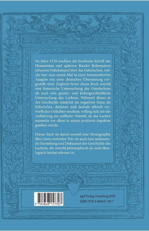 Produktbild: Das Osterlachen. Darstellung der Kulturgeschichte und Theologie des Osterlachens