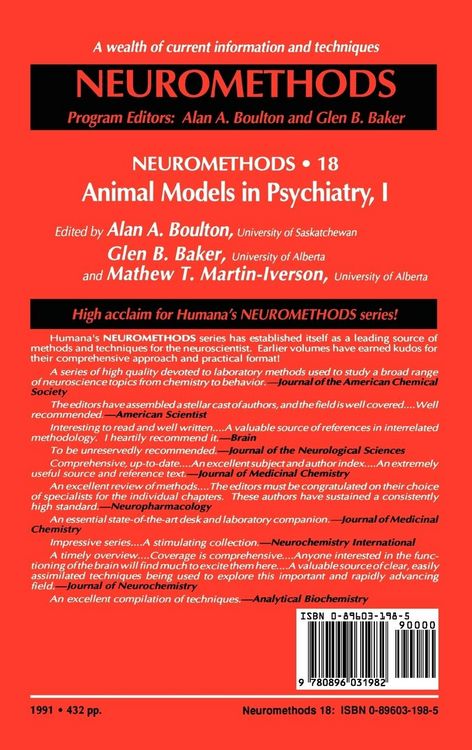 Produktbild: Animal Models in Psychiatry, I