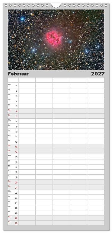 Produktbild: Familienplaner 2027 - Farbiges Weltall mit 5 Spalten (Wandkalender, 21 x 45 cm) CALVENDO