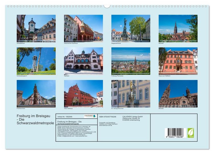 Produktbild: Freiburg im Breisgau - Die Schwarzwaldmetropole (hochwertiger Premium Wandkalender 2026 DIN A2 quer), Kunstdruck in Hochglanz