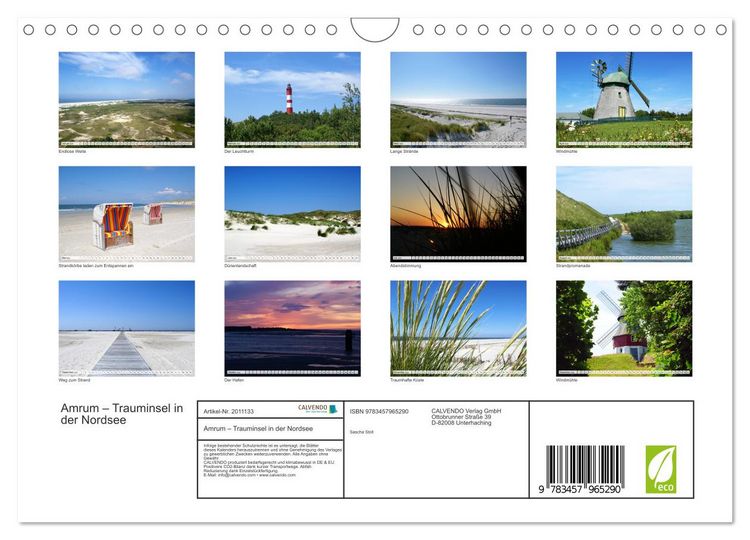Produktbild: Amrum &ndash; Trauminsel in der Nordsee (Wandkalender 2026 DIN A4 quer), CALVENDO Monatskalender