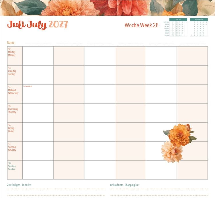 Produktbild: Familienwochenkalender Flowers 2027