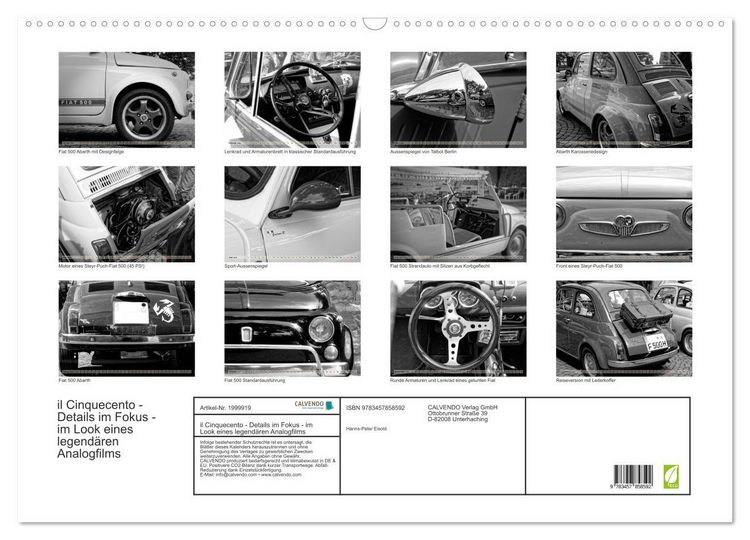 Produktbild: il Cinquecento - Details im Fokus - im Look eines legend&auml;ren Analogfilms (Wandkalender 2026 DIN A2 quer), CALVENDO Monatskalender