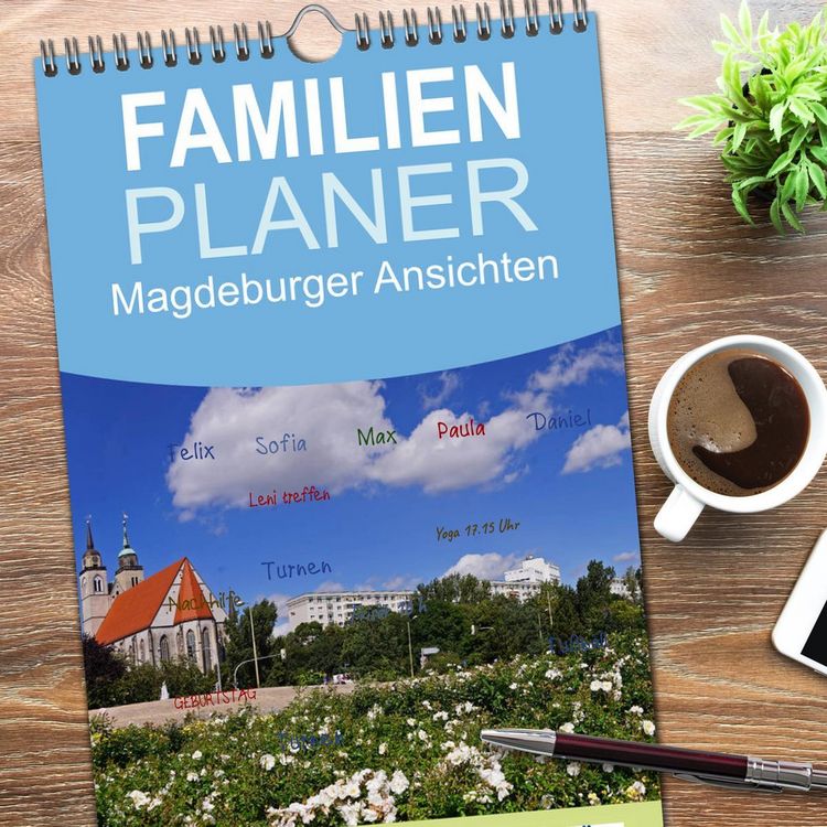 Produktbild: Familienplaner 2026 - Magdeburger Ansichten mit 5 Spalten (Wandkalender, 21 x 45 cm) CALVENDO