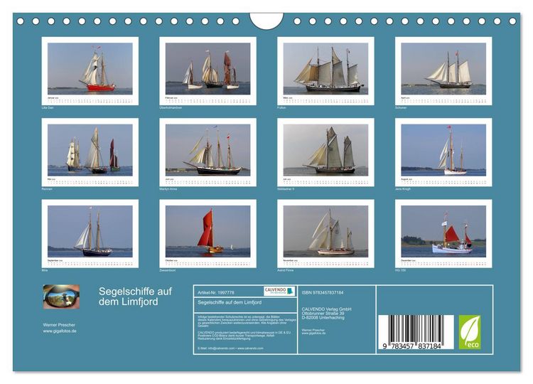 Produktbild: Segelschiffe auf dem Limfjord (Wandkalender 2026 DIN A4 quer), CALVENDO Monatskalender