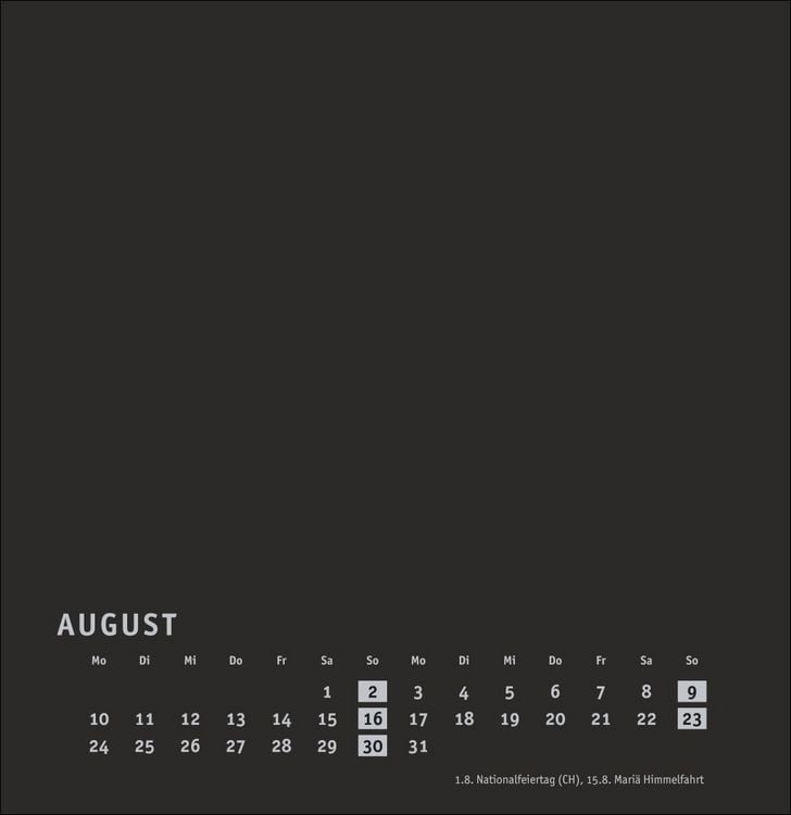 Produktbild: Premium-Bastelkalender schwarz groß 2026