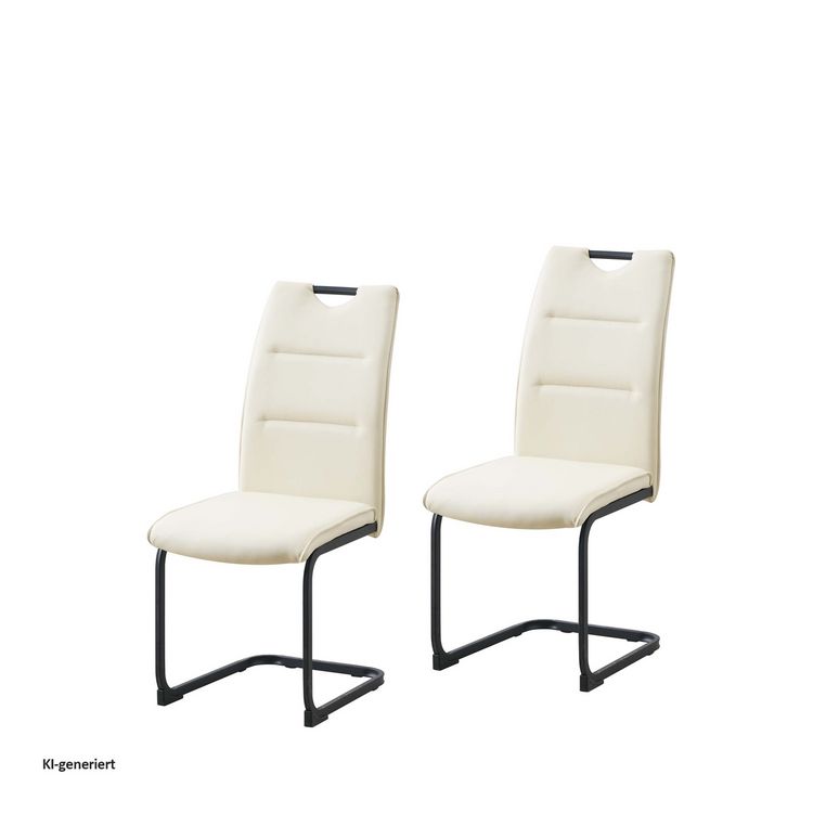 Produktbild: HTI-Living Schwingstuhl 2er Set PU creme DannyP Freischwinger Esszimmerstuhl Kunstleder