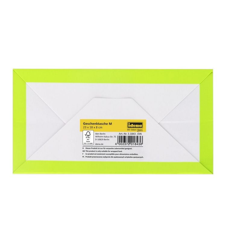 Produktbild: Idena Geschenktasche uni blau gelb rot gr&uuml;n 18x23x8cm 4fach sortiert 128g/m&sup2;