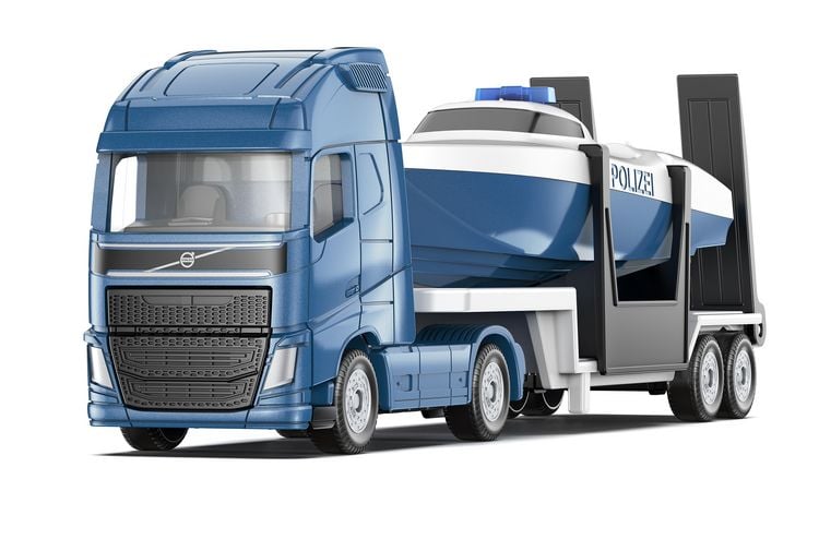 Produktbild: Siku 1757 - Volvo LKW mit Boot, 155x36x46mm