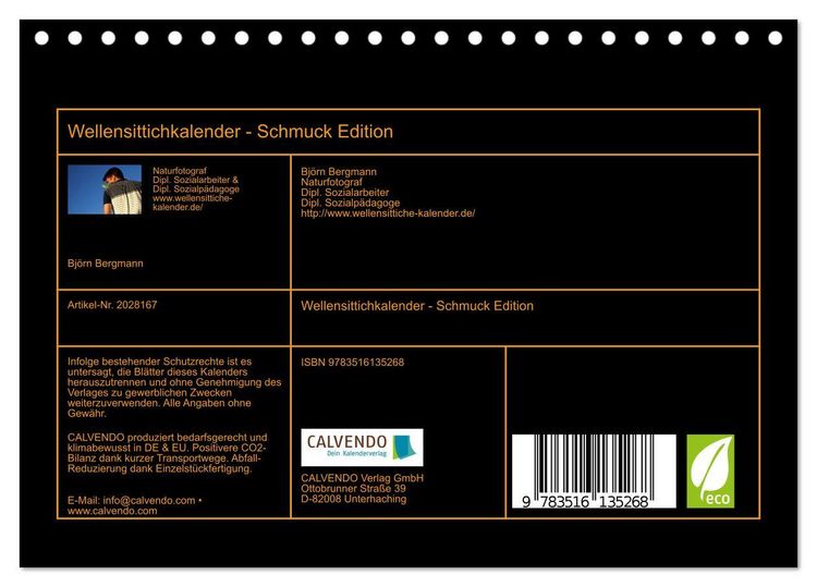 Produktbild: Wellensittichkalender - Schmuck Edition (Tischkalender 2026 DIN A5 quer), CALVENDO Monatskalender
