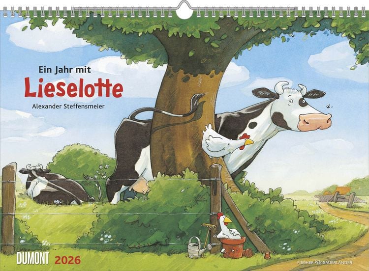 Produktbild: Die Kuh Lieselotte 2026 ‒ Erfunden und illustriert von Alexander Steffensmeier ‒ Wandkalender für Kinder ‒ Format 42 x 29,7 cm