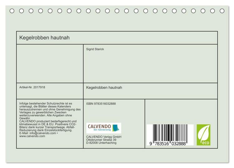 Produktbild: Kegelrobben hautnah (Tischkalender 2026 DIN A5 quer), CALVENDO Monatskalender