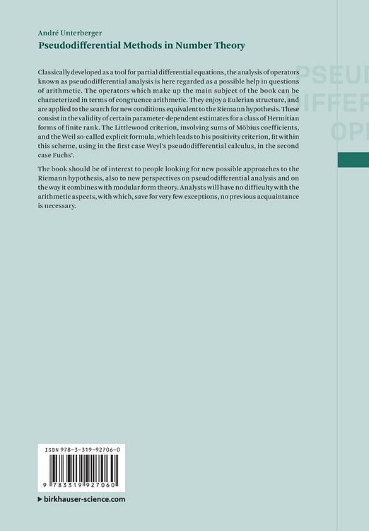 Produktbild: Pseudodifferential Methods in Number Theory