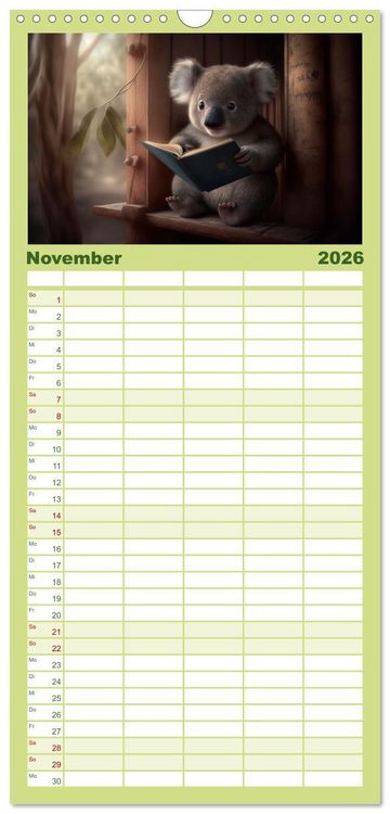 Produktbild: Familienplaner 2026 - Die Koalas sind los! Ein Jahr voller B&auml;renspa&szlig; mit 5 Spalten (Wandkalender, 21 x 45 cm) CALVENDO