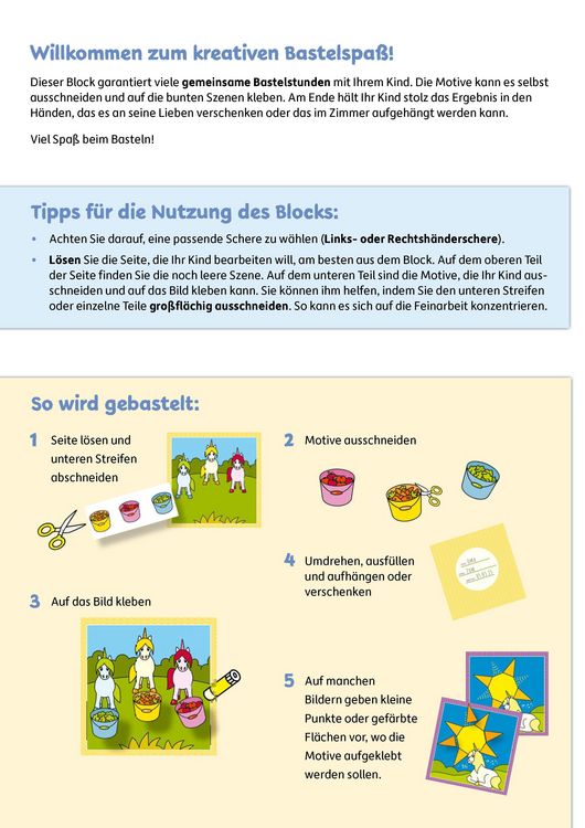Produktbild: Lass uns basteln &ndash; Ausschneiden und kleben ab 3 Jahre &ndash; Einh&ouml;rner