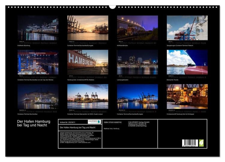 Produktbild: Der Hafen Hamburg bei Tag und Nacht (Wandkalender 2026 DIN A2 quer), CALVENDO Monatskalender