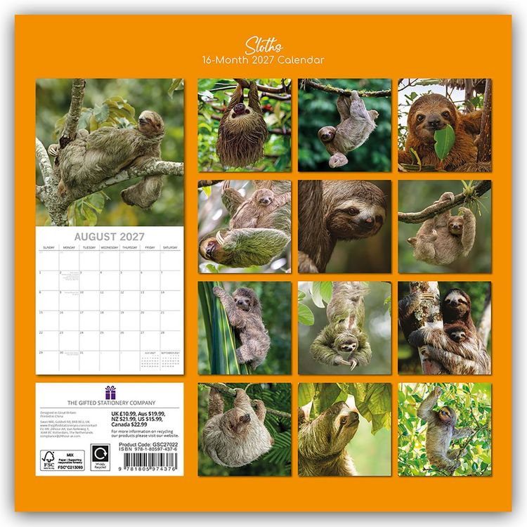 Produktbild: Sloths &ndash; Faultiere 2027 &ndash; 16-Monatskalender