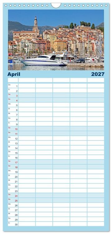 Produktbild: Familienplaner 2027 - C&ocirc;te d&rsquo;Azur - Sehnsuchtsort am Mittelmeer mit 5 Spalten (Wandkalender, 21 x 45 cm) CALVENDO