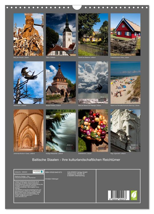 Produktbild: Baltische Staaten - Ihre kulturlandschaftlichen Reicht&uuml;mer (Wandkalender 2026 DIN A3 hoch), CALVENDO Monatskalender