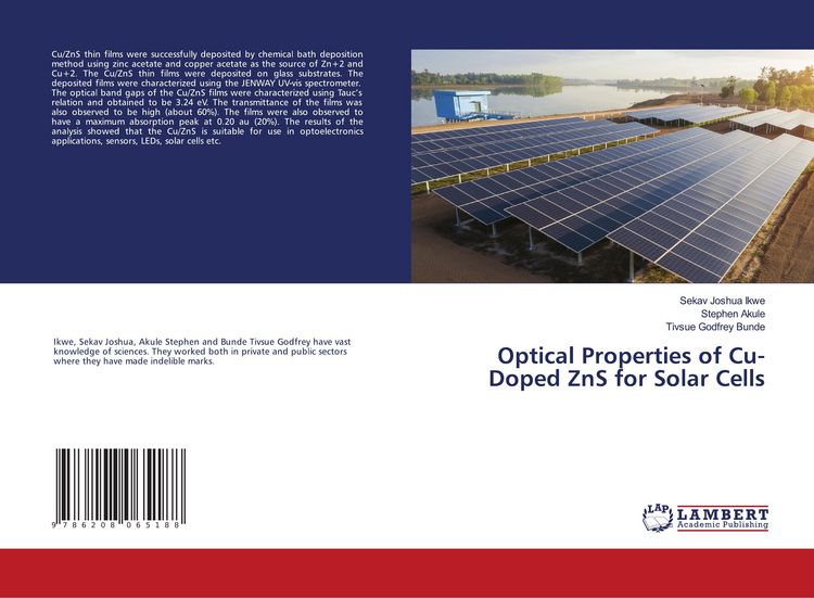 Produktbild: Optical Properties of Cu-Doped ZnS for Solar Cells