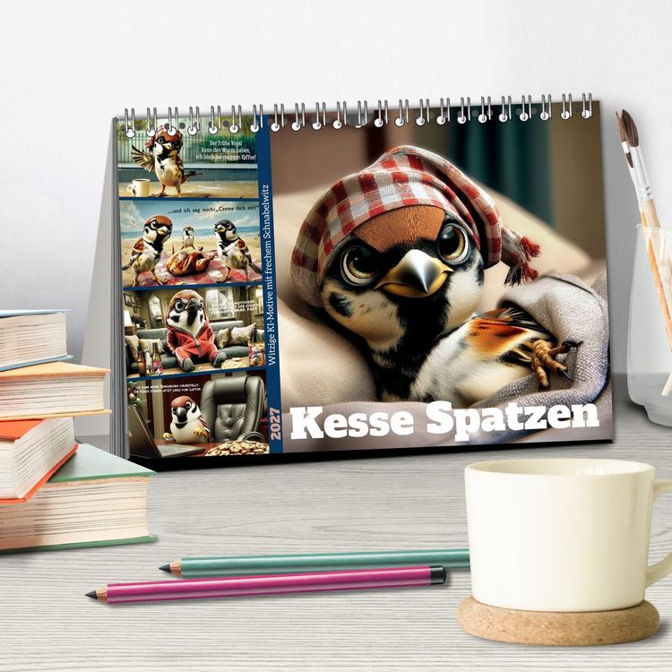 Produktbild: Kesse Spatzen (Tischkalender 2027 DIN A5 quer), CALVENDO Monatskalender