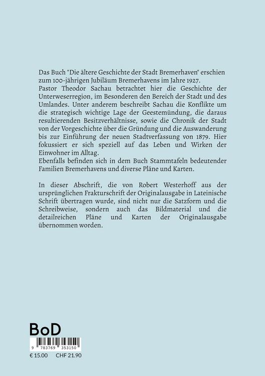 Produktbild: Die &auml;ltere Geschichte der Stadt Bremerhaven