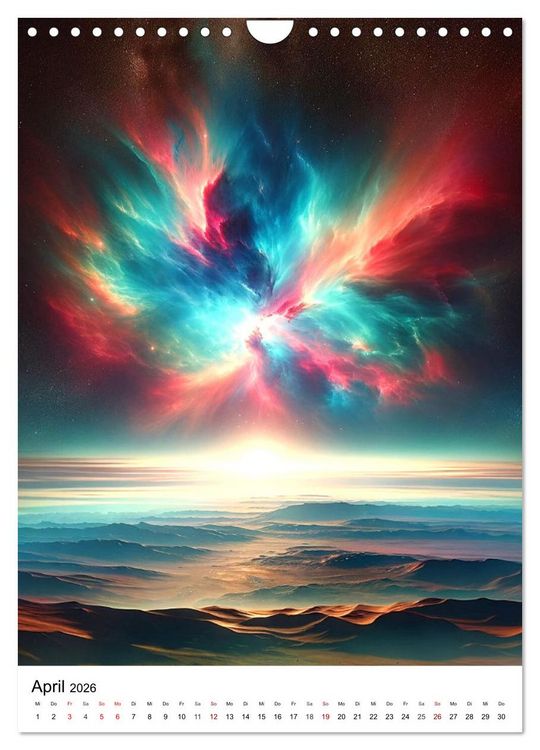 Produktbild: Astronomie Visionen - Ein von KI erschaffenes Panorama des Kosmos (Wandkalender 2026 DIN A4 hoch), CALVENDO Monatskalender