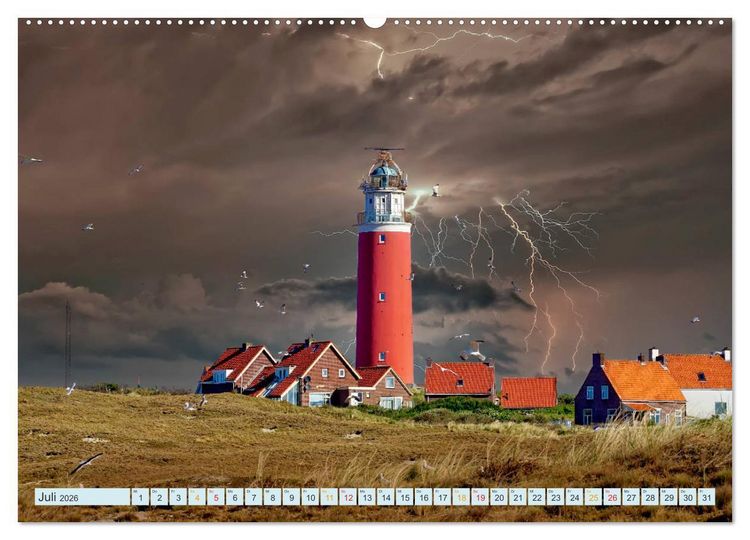 Produktbild: Leuchtturm Gewitter (Wandkalender 2026 DIN A2 quer), CALVENDO Monatskalender