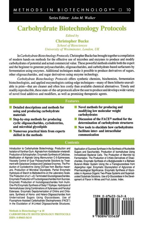 Produktbild: Carbohydrate Biotechnology Protocols