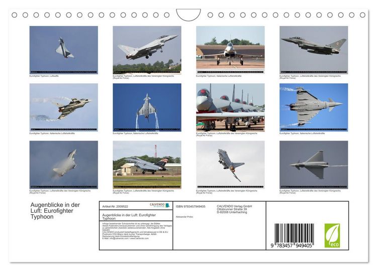 Produktbild: Augenblicke in der Luft: Eurofighter Typhoon (Wandkalender 2026 DIN A4 quer), CALVENDO Monatskalender