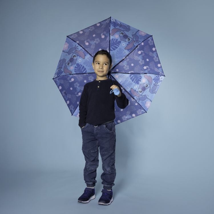 Produktbild: Undercover Regenschirm faltbarer Regenschirm Disney Stitch, Taschenschirm mit Schutzh&uuml;lle, 94 cm Durchmesser, ideal f&uuml;r Kinderh&auml;nde