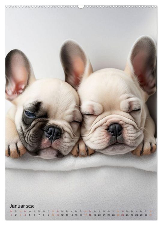 Produktbild: Franz&ouml;sische Bulldogge - ein Hund f&uuml;r die Familie (Wandkalender 2026 DIN A2 hoch), CALVENDO Monatskalender