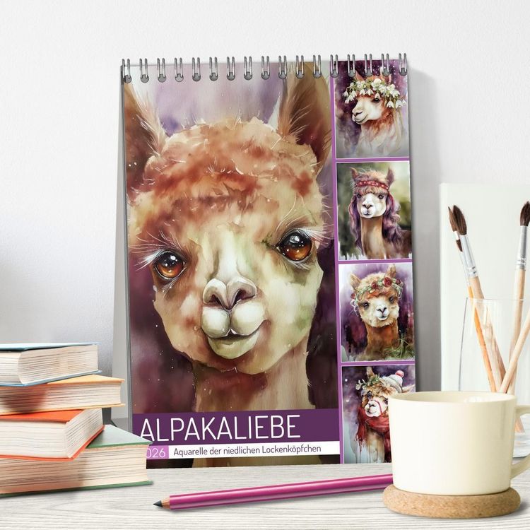 Produktbild: Alpakaliebe (Tischkalender 2026 DIN A5 hoch), CALVENDO Monatskalender