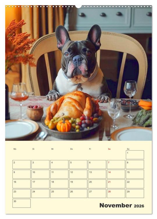 Produktbild: Lustige Flederm&auml;use. Franz&ouml;sische Bulldoggen bei der Freizeitgestaltung (Wandkalender 2026 DIN A2 hoch), CALVENDO Monatskalender