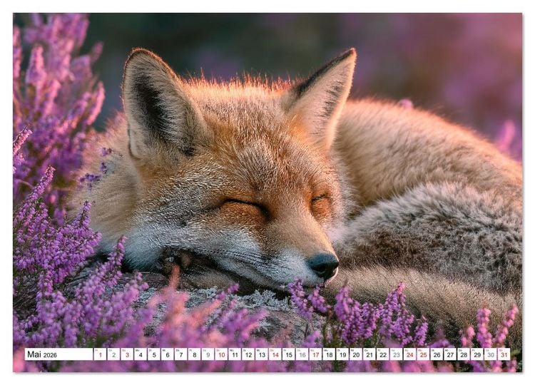 Produktbild: GUTE NACHT - Schlafende Tiere, traumhaft sch&ouml;n (hochwertiger Premium Wandkalender 2026 DIN A2 quer), Kunstdruck in Hochglanz