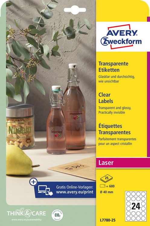 Produktbild: Etiketten transparent 40mm