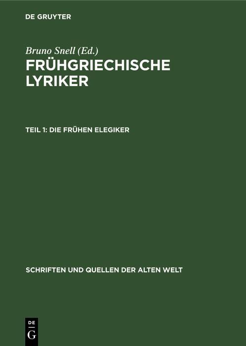 Produktbild: Die fr&uuml;hen Elegiker
