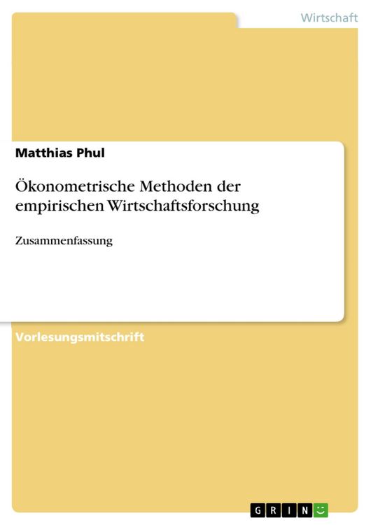 Produktbild: &Ouml;konometrische Methoden der empirischen Wirtschaftsforschung