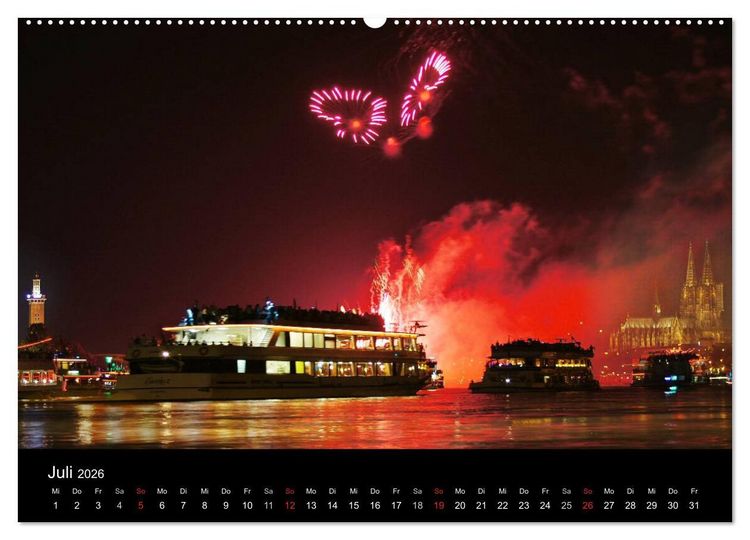Produktbild: k&ouml;ln dunkelbunt II &ndash; Die Stadt leuchtet! (hochwertiger Premium Wandkalender 2026 DIN A2 quer), Kunstdruck in Hochglanz