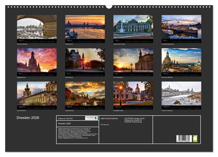 Produktbild: Dresden 2026 (Wandkalender 2026 DIN A2 quer), CALVENDO Monatskalender