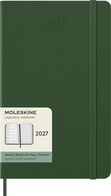 Produktbild: Moleskine 12 Monate Wochen Notizkalender 2027, Large/A5, 1 Wo = 1 Seite, rechts linierte Seite, Fester Einband, Myrtengr&uuml;n