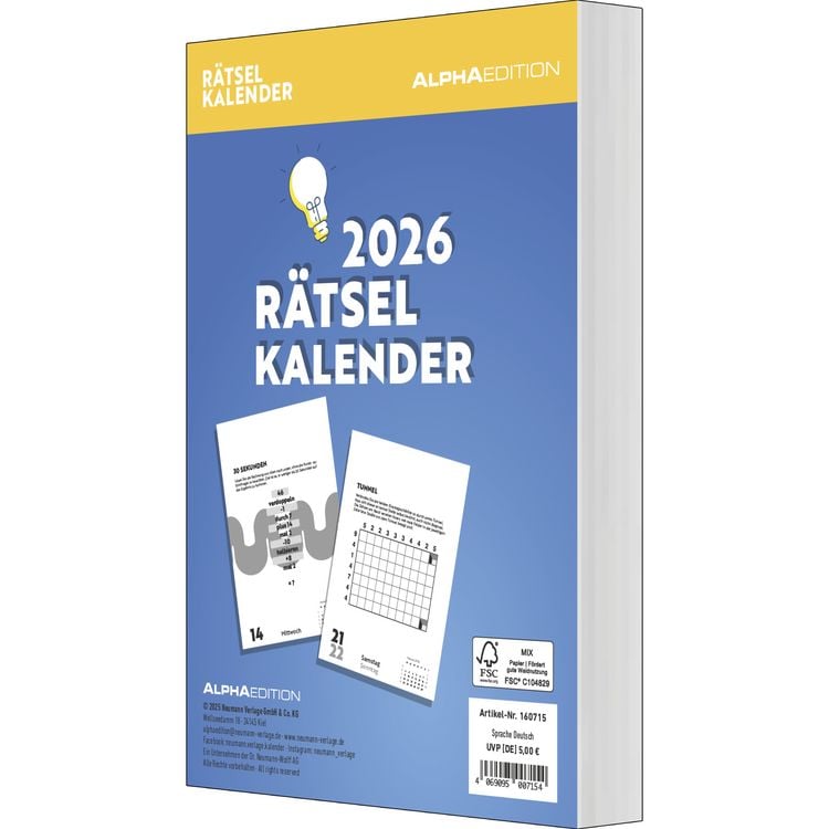 Produktbild: Rätselkalender 2026 Tagesabreißkalender - 11,8x15,9 - Rätselkalender - Knobelkalender - Tischkalender