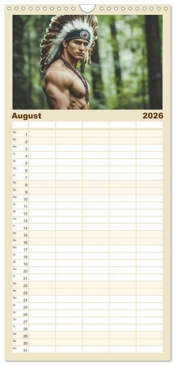 Produktbild: Familienplaner 2026 - Im Bann des Kriegers mit 5 Spalten (Wandkalender, 21 x 45 cm) CALVENDO